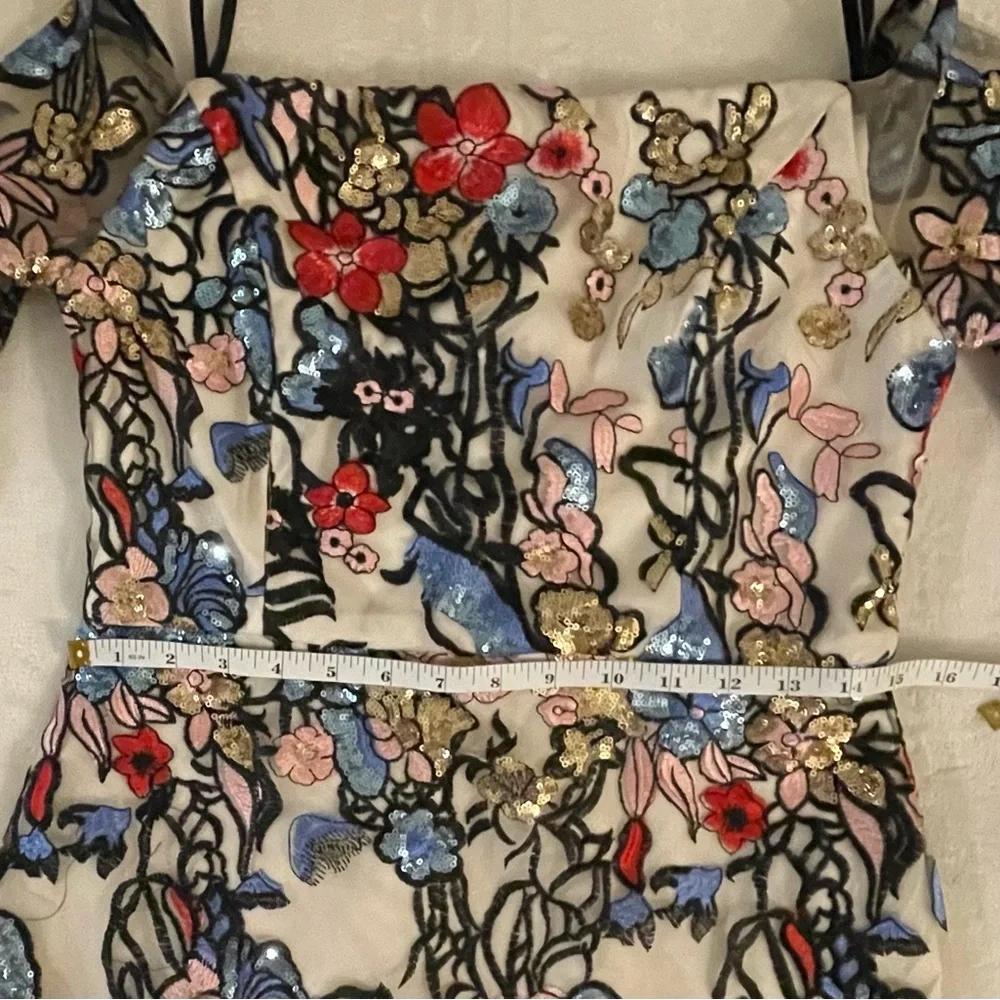 🌹🆕 Alexia Admor Embroidered fit and flare Sequin Formal Wedding Dress Size 10 - Picture 14 of 16